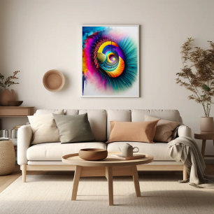 Poster Arte Abstrato espiral Rainbow Eye