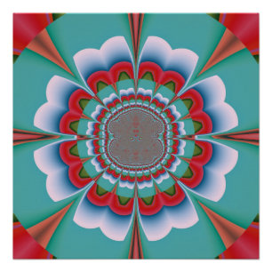 Pôster Arte Abstrato Flor de Mandala Psicodélico Retrô