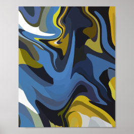 Poster Arte abstrato Fluida com Curvas em Fluxo