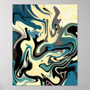Poster Arte abstrato Fluida com Tons Terrestres