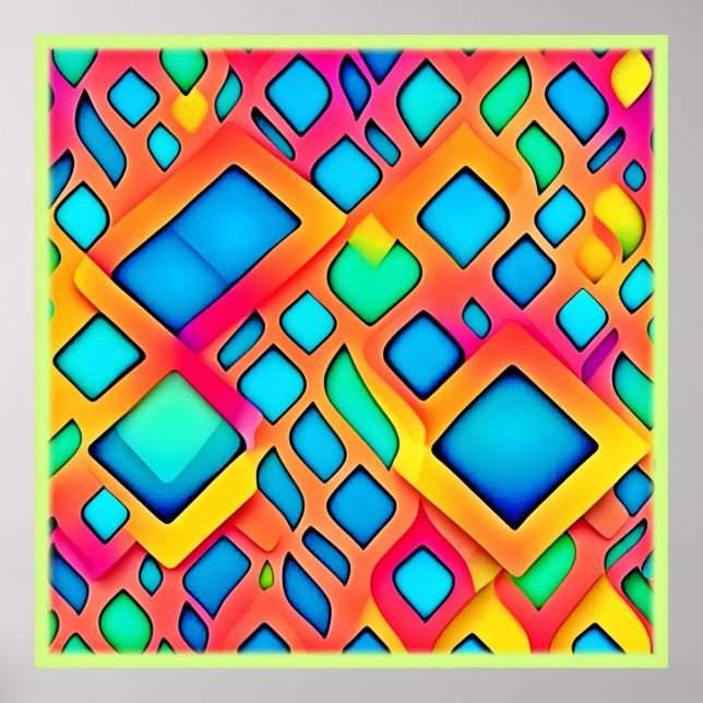 Poster Arte Abstrato Geométrica Vibrante (Frente)