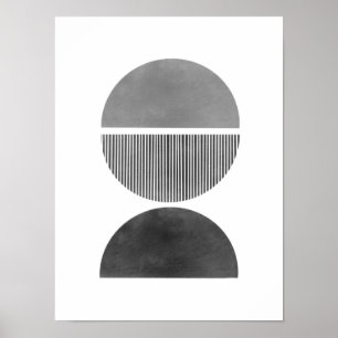 Poster Arte Abstrato Minimalista - Círculos Semi 1