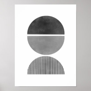 Poster Arte Abstrato Minimalista - Círculos Semi 2