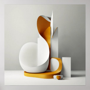 Poster Arte abstrato minimalista num fundo branco