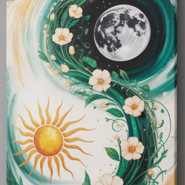 Pôster Arte Abstrato moderna: Pastéis gentis e Vibe Japan (Experience the captivating harmony of day and night with this abstract canvas wall art. )