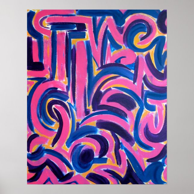 Poster Arte Abstrato pintada à mão do Grafite grego antig (Frente)