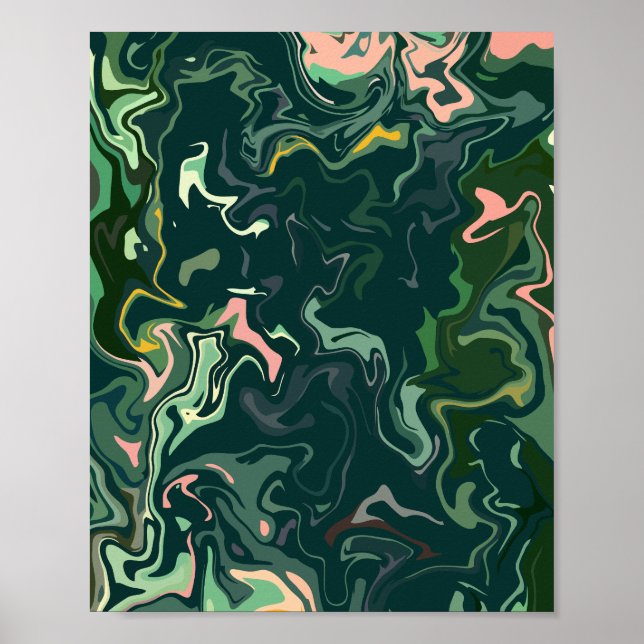 Poster Arte abstrato suja em tons verdes (Frente)
