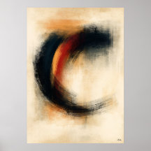 Arte Abstrato Zen Ember Enso Inspirado em Sumi Jap