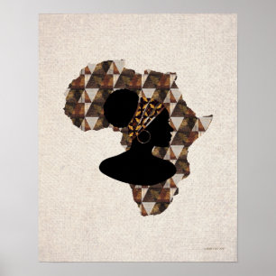 Pôster Arte Africana   África e Mulher com Cabeça Quebr