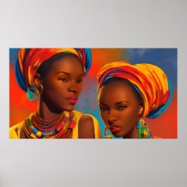 Poster Arte africana vintage Mulheres africanas coloridas