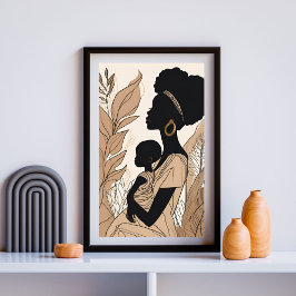 Poster Arte Afrocentrado com Tons Terrosos em Linhas