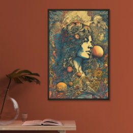 Poster Arte AI de Hippie Mulher 70 | Retro Psicodélico
