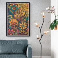 Arte AI Flores Psicodélicas dos anos 70 | Retro Co