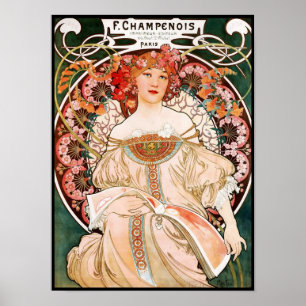 Poster Arte Alfons Mucha F Champenois do vintage do