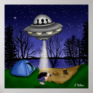 Poster Arte Alienígena de Abdução Extraterrestre OVNI