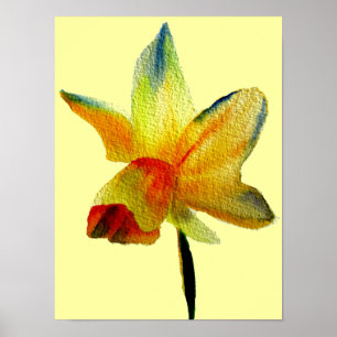 Poster Arte amarela da flor do primavera do watercolour