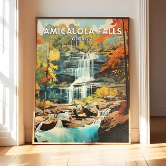 Pôster Arte Amicalola Falls Geórgia, Presente Retr