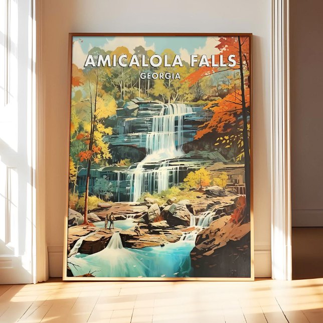 Pôster Arte Amicalola Falls Geórgia, Presente Retr (Criador carregado)