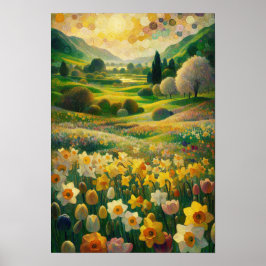 Poster Arte animada Impressionante do Primavera Meadow Da