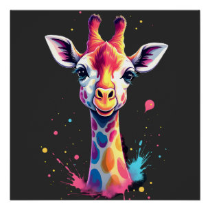 Pôster Arte animal africana A girafa colorida para divert