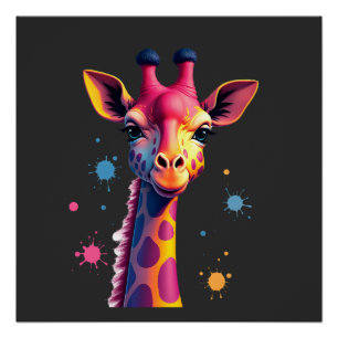 Pôster Arte animal africana A girafa colorida para divert