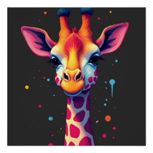 Pôster Arte animal africana A girafa colorida para divert