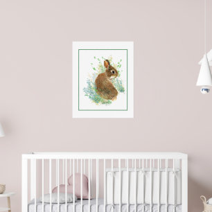 Poster Arte Animal Coelho Coelhinho Cute Aquarela