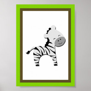 Pôster arte animal da parede da selva da zebra 5X7