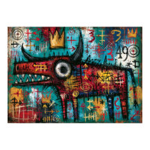 Arte Animal Neo-Expressionista Touro Coroado