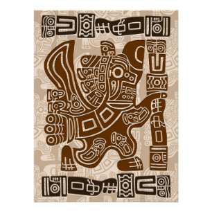 Pôster Arte Antiga Tribal do Guerreiro de Águia Asteca