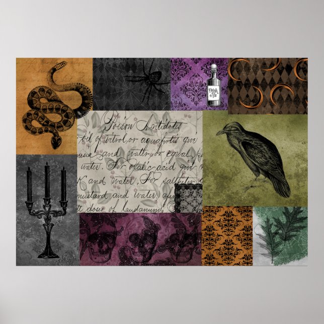 Poster Arte Apothecária Medieval Gótica do Halloween (Frente)