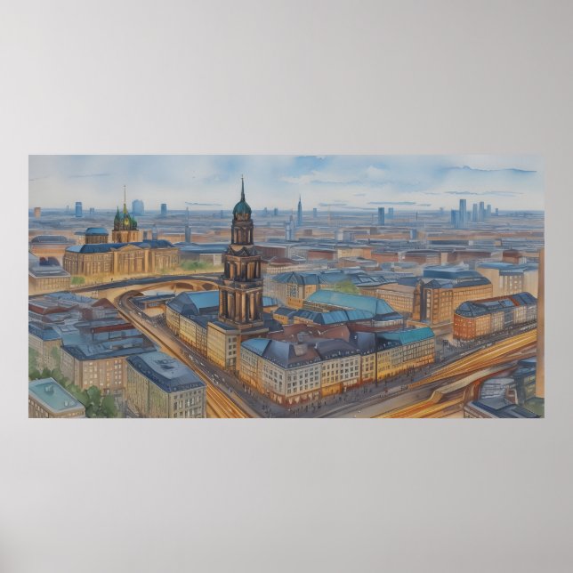 Poster Arte aquarela de Berlim (Frente)