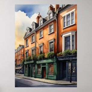 Poster Arte aquarela de Dublin