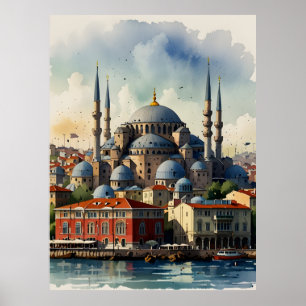 Poster Arte aquarela de Istambul