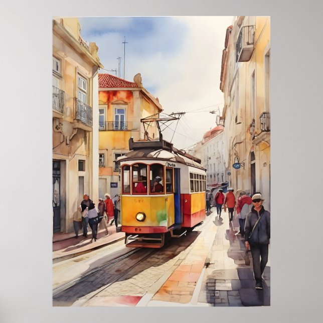 Poster Arte aquarela de Lisboa (Frente)