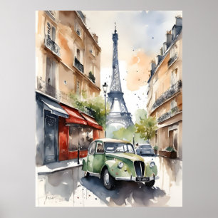 Poster Arte aquarela de Paris