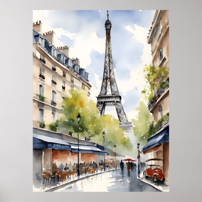 Poster Arte aquarela de Paris (Frente)