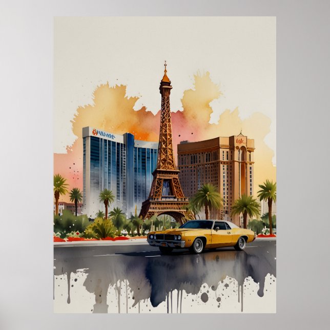 Poster Arte aquosa de Las Vegas (Frente)