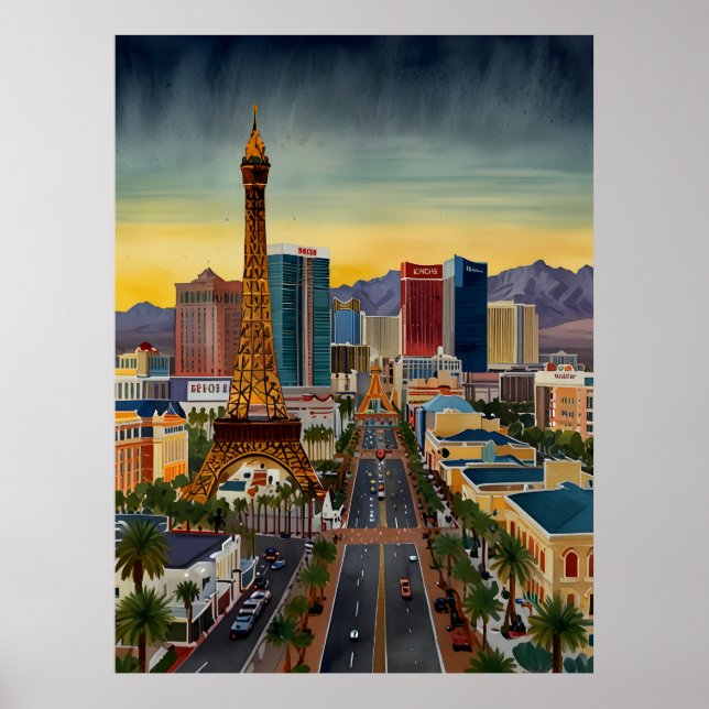 Poster Arte aquosa de Las Vegas (Frente)