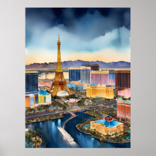 Poster Arte aquosa de Las Vegas