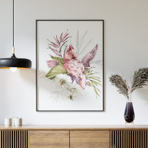 Arte aquosa de papagaio rosa