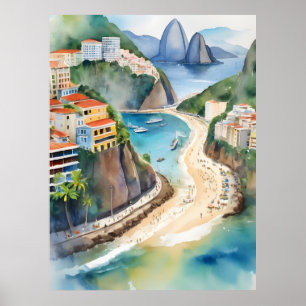 Poster Arte aquosa do Rio de Janeiro