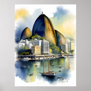 Poster Arte aquosa do Rio de Janeiro