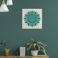 Arte Árabe Mandala - Teal & Turquoise Geométrica