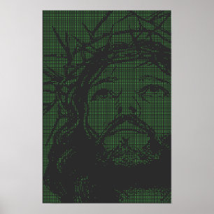 Poster Arte ASCII Jesus Coroa de Espinhos João 19:30