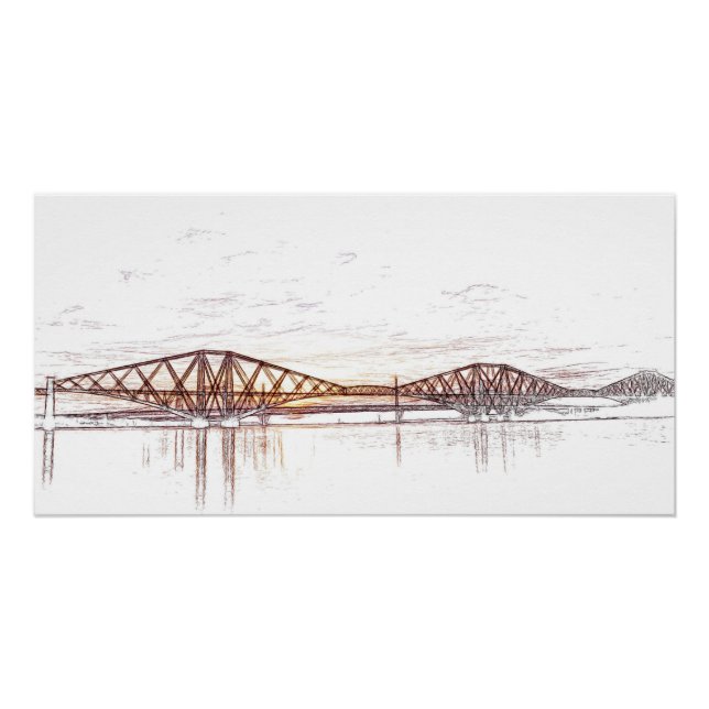 Pôster Arte Atmosférica da Ponte Forth (Frente)