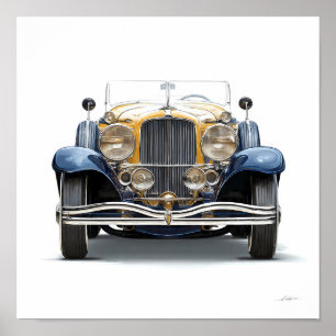 Poster Arte Automobilística Art Déco: Roadster Dourada