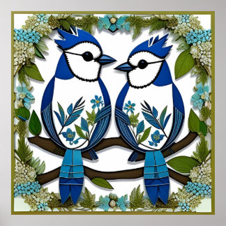 Poster Arte Azul Jay Birds