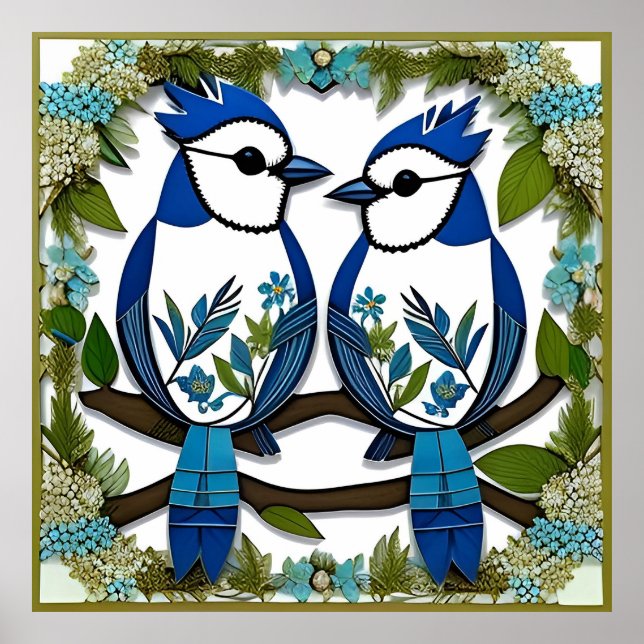 Poster Arte Azul Jay Birds (Frente)