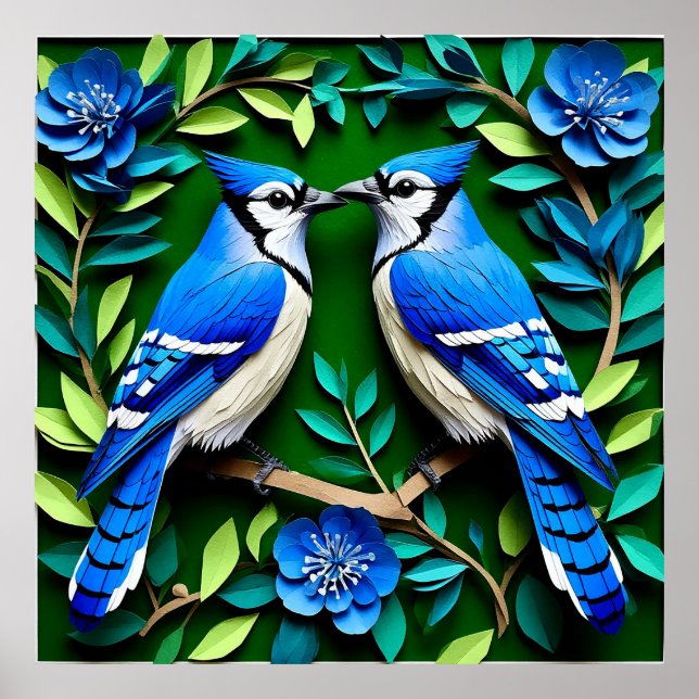 Poster Arte Azul Jay Birds (Frente)
